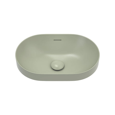 Fienza Aluca Pill Semi Inset Basin w/ Overflow Olive Ceramic RB530MG