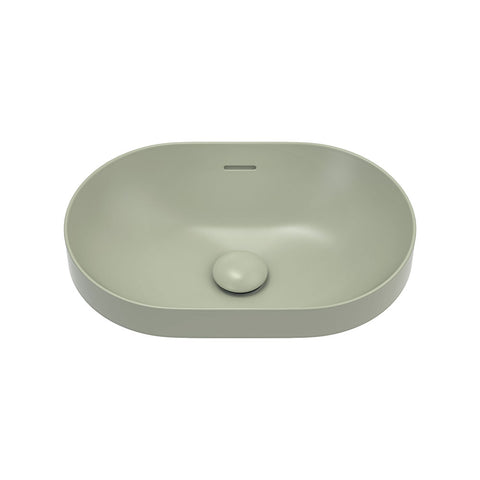 Fienza Aluca Pill Semi Inset Basin w/ Overflow (Inc. Semi Inset Cut) Olive RB530MG-SEMI