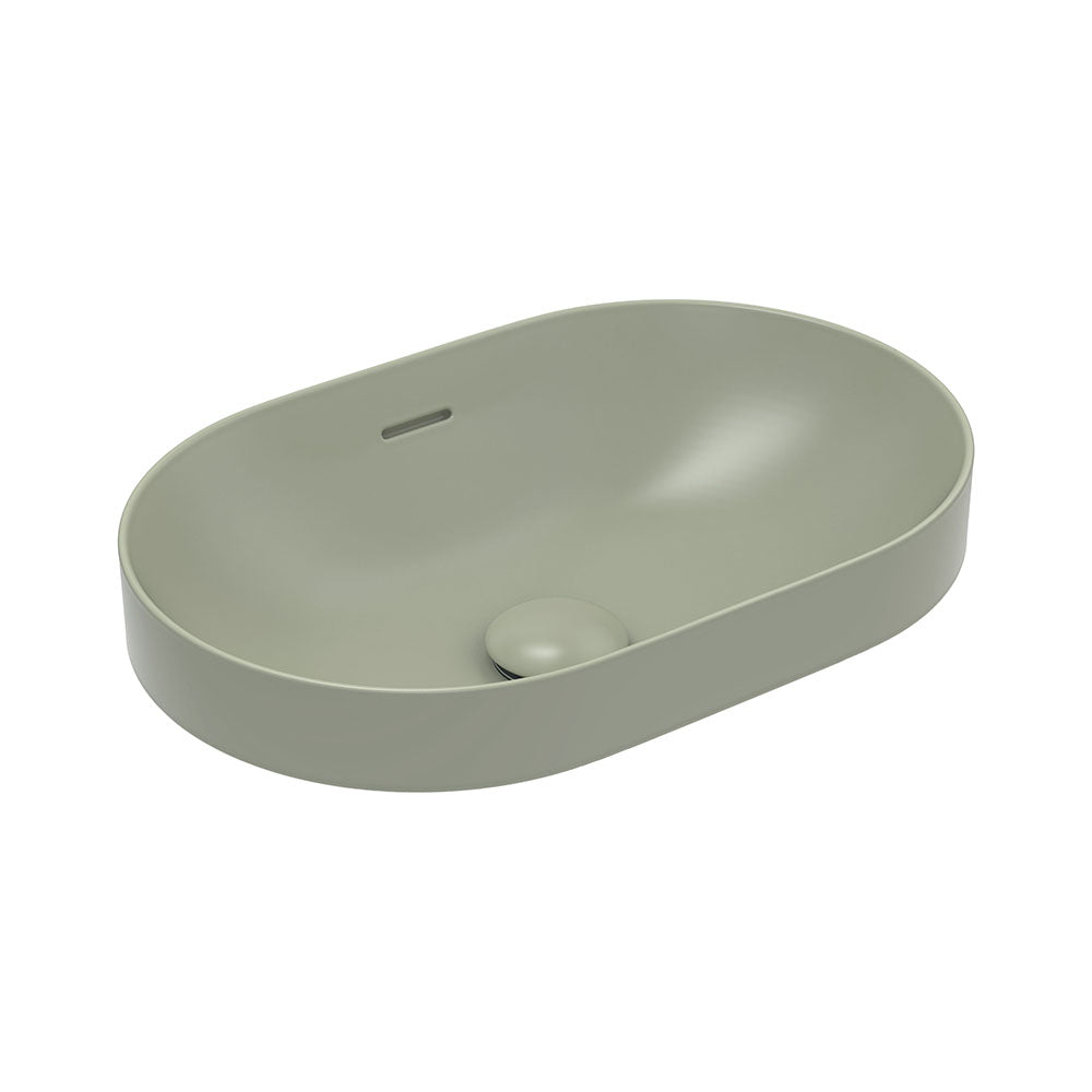 Fienza Aluca Pill Semi Inset Basin w/ Overflow (Inc. Semi Inset Cut) Olive RB530MG-SEMI