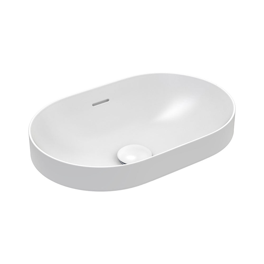Fienza Aluca Pill Semi Inset Basin w/ Overflow Matte White Ceramic RB530MW