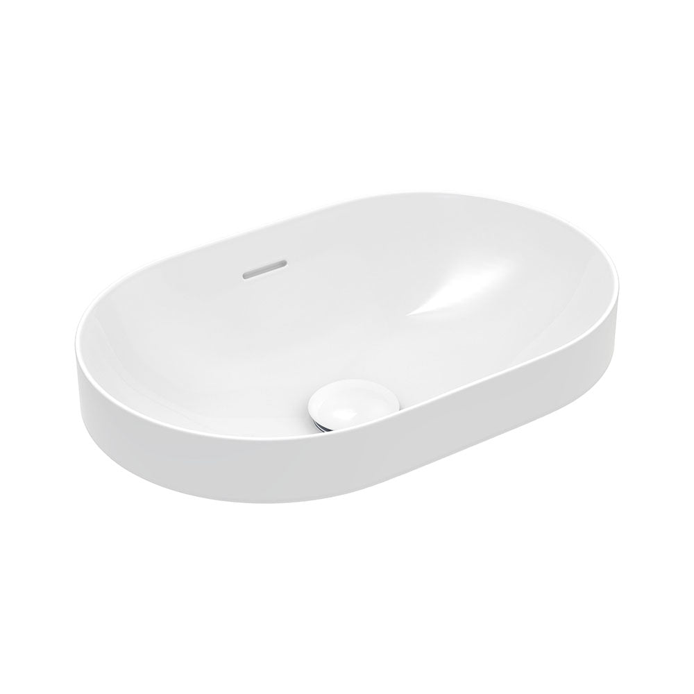 Fienza Aluca Pill Semi Inset Basin w/ Overflow Gloss White Ceramic RB530