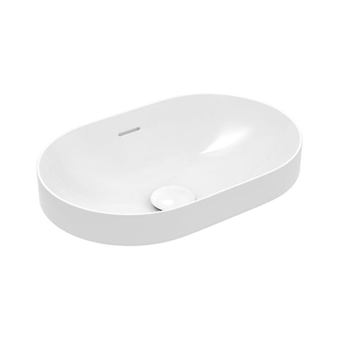 Fienza Aluca Pill Semi Inset Basin w/ Overflow (Inc. Semi Inset Cut) Gloss White RB530-SEMI