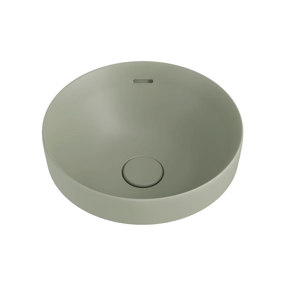 Fienza Aluca Round Semi Inset Basin w/ Overflow (Inc. Semi Inset Cut) Olive RB532MG-SEMI