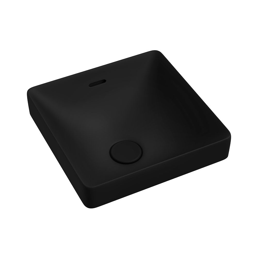 Fienza Aluca Square Semi Inset Basin w/ Overflow (Inc. Semi Inset Cut) Matte Black RB533B-SEMI