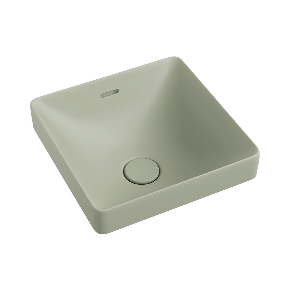 Fienza Aluca Square Semi Inset Basin w/ Overflow (Inc. Semi Inset Cut) Olive RB533MG-SEMI