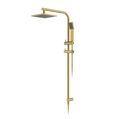 Abey Gareth Asthon Overhead Shower & Handshower Square Ensemble Brushed Brass RHB08-BB