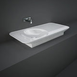 Fienza Rak Valet Wall Hung Basin 1120x505mm Left Bowl (No Taphole) Alpine Gloss White RKB1120L