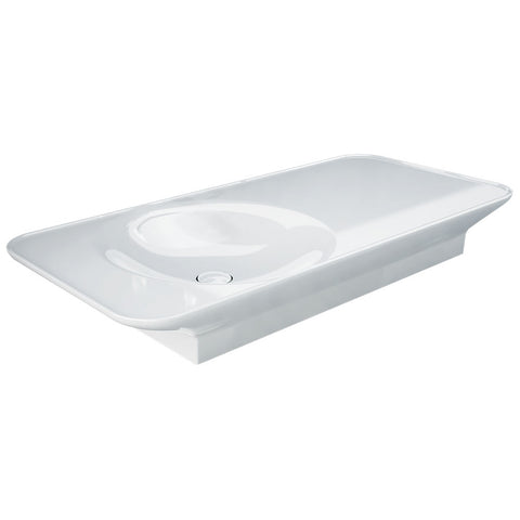 Fienza Rak Valet Wall Hung Basin 1120x505mm Left Bowl (No Taphole) Alpine Gloss White RKB1120L