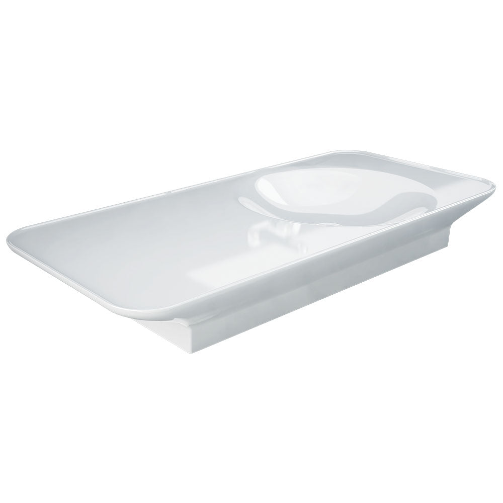 Fienza Rak Valet Wall Hung Basin 1120x505mm Right Bowl (No Taphole) Alpine Gloss White RKB1130R