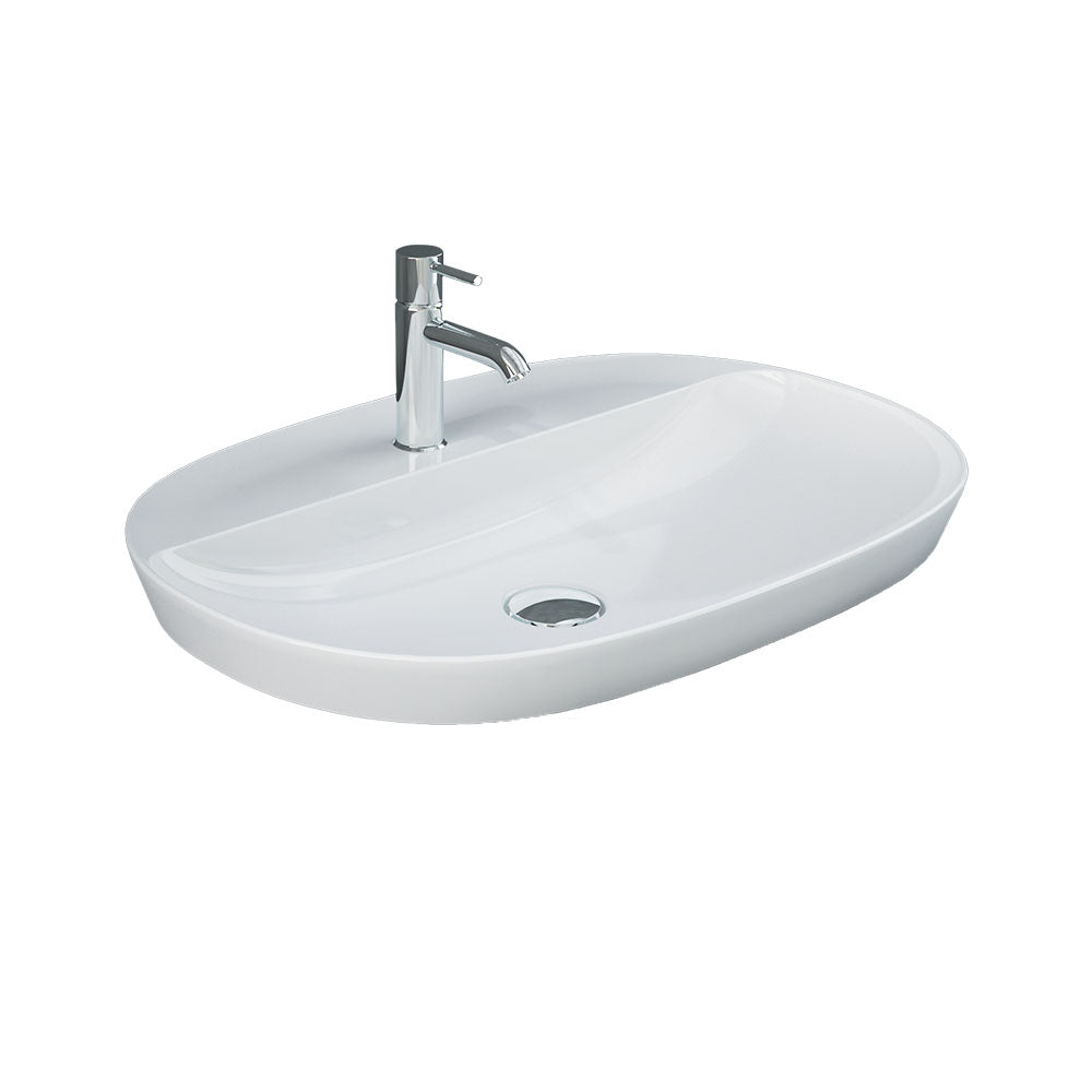 Fienza Rak Variant Oval Semi Inset Basin 600x420mm (1 Taphole) Alpine Gloss White RKB362