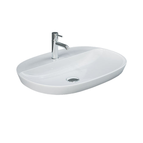 Fienza Rak Variant Oval Semi Inset Basin 600x420mm (1 Taphole) Alpine Gloss White RKB362