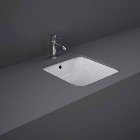 Fienza Rak Variant Square Undermount Basin 360x360mm w/ Overflow Alpine Gloss White RKB436