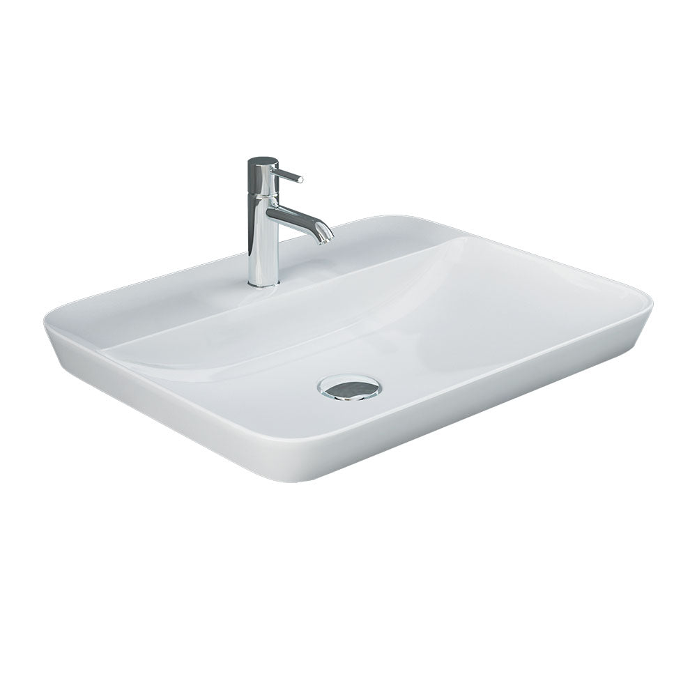 Fienza Rak Variant Rectangle Semi Inset Basin 550x420mm (1 Taphole) Alpine Gloss White RKB551