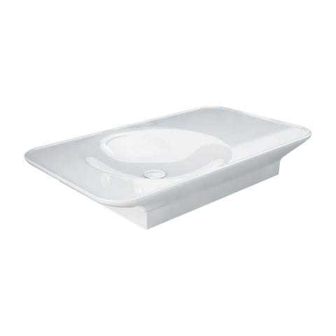 Fienza Rak Valet Wall Hung Basin 920x505mm Left Bowl (No Taphole) Alpine Gloss White RKB920L