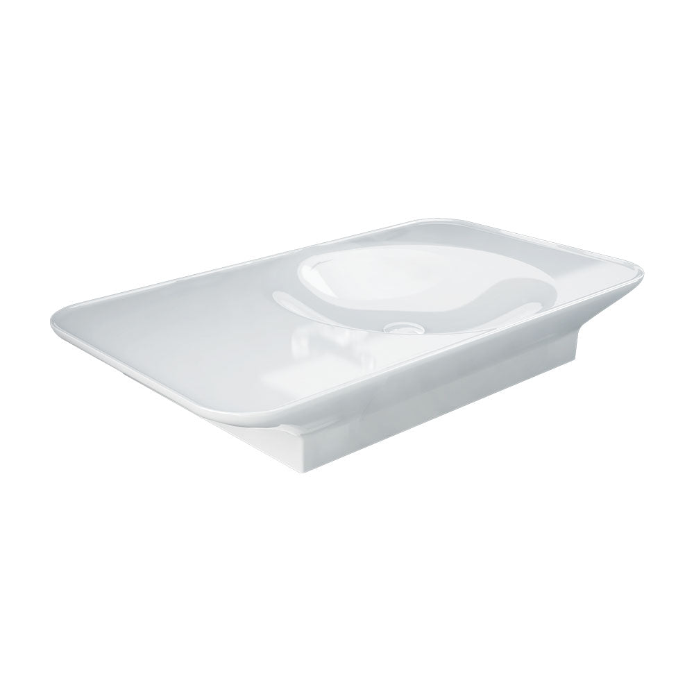 Fienza Rak Valet Wall Hung Basin 920x505mm Right Bowl (No Taphole) Alpine Gloss White RKB930R
