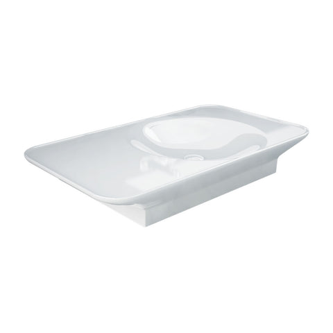 Fienza Rak Valet Wall Hung Basin 920x505mm Right Bowl (No Taphole) Alpine Gloss White RKB930R