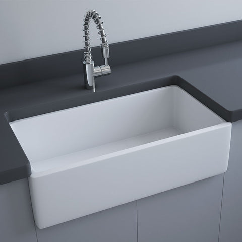 Fienza Rak Gwen Single Large Butler Sink 840x455x255mm Alpine Gloss White RKS189
