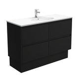 Fienza Rotondo Amato On Kickboard Vanity (1 Taphole) 1200mm Satin Black ROT120BBK
