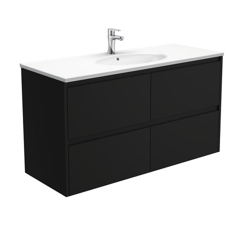 Fienza Rotondo Amato Wall Hung Vanity (1 Taphole) 1200mm Satin Black ROT120BB