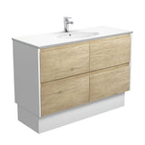 Fienza Rotondo Amato On Kickboard Vanity 1200mm (1 Taphole) Scandi Oak w/ Satin White Panels ROT120BSWK