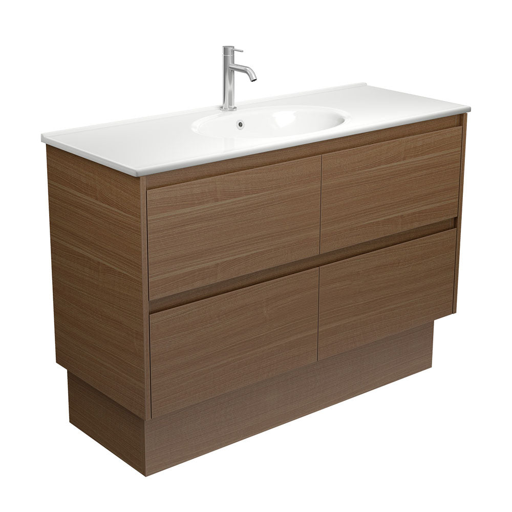 Fienza Rotondo Amato On Kickboard Vanity 1200mm (1 Taphole) Walnut ROT120BWAK