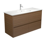 Fienza Rotondo Amato Wall Hung Vanity 1200mm (1 Taphole) Walnut ROT120BWA