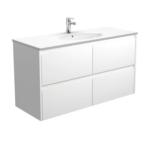 Fienza Rotondo Amato Wall Hung Vanity (1 Taphole) 1200mm Satin White ROT120BW