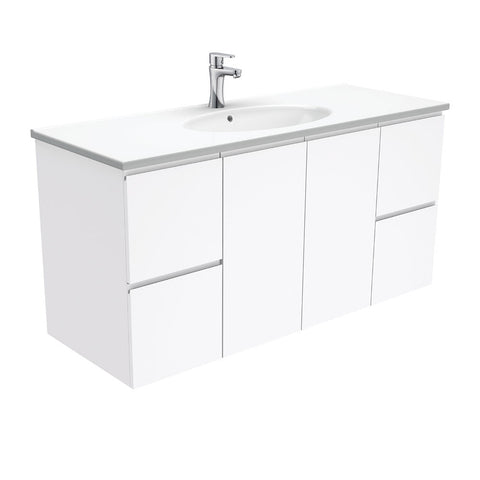 Fienza Rotondo Fingerpull Wall Hung Vanity (1 Taphole) 1200mm Gloss White ROT120F
