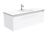 Fienza Rotondo Manu Wall Hung Vanity w/ 2 Internal Drawers (1 Taphole) 1200mm Gloss White ROT120H