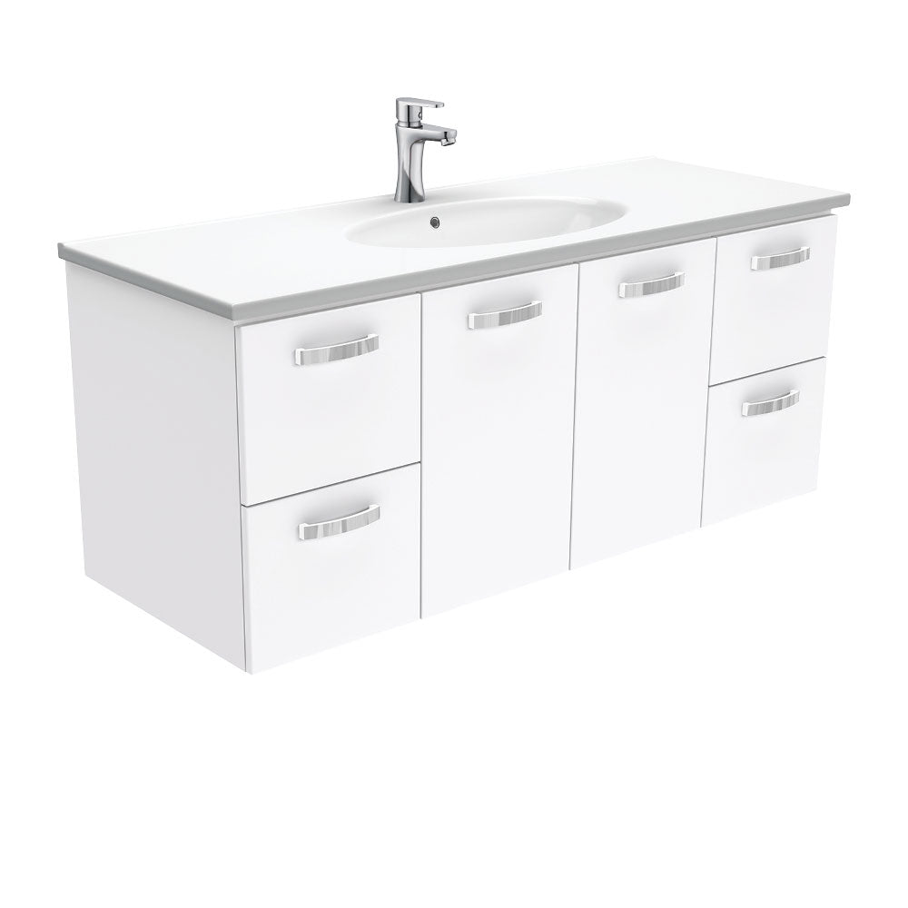 Fienza Rotondo Uni Wall Hung Vanity w/ Handles (1 Taphole) 1200mm Gloss White ROT120J