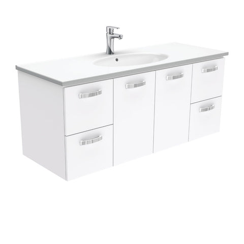 Fienza Rotondo Uni Wall Hung Vanity w/ Handles (1 Taphole) 1200mm Gloss White ROT120J