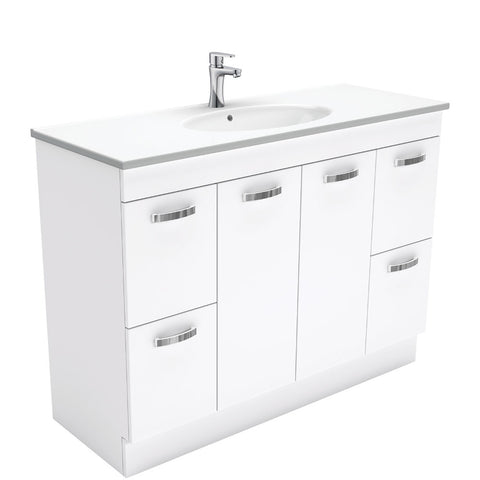 Fienza Rotondo Uni On Kickboard Vanity w/ Solid Doors (1 Taphole) 1200mm Gloss White ROT120NKW