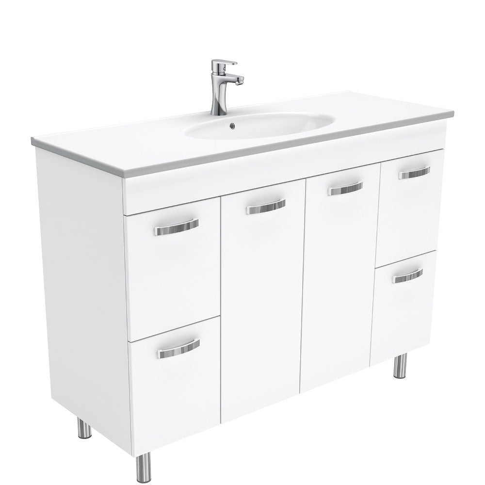 Fienza Rotondo Uni Vanity On Legs w/ Solid Doors (1 Taphole) 1200mm Gloss White ROT120NLW