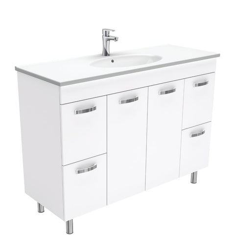 Fienza Rotondo Uni Vanity On Legs w/ Solid Doors (1 Taphole) 1200mm Gloss White ROT120NLW