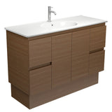 Fienza Rotondo Edge On Kickboard Vanity 1200mm (1 Taphole) Walnut / White Top ROT120WAK