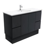 Fienza Rotondo Fingerpull On Kickboard Vanity (1 Taphole) 1200mm Satin Black ROT120ZBK