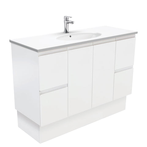 Fienza Rotondo Fingerpull On Kickboard Vanity (1 Taphole) 1200mm Satin White ROT120ZK