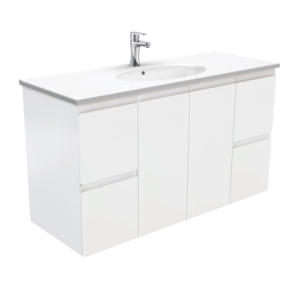 Fienza Rotondo Fingerpull Wall Hung Vanity (1 Taphole) 1200mm Satin White ROT120Z