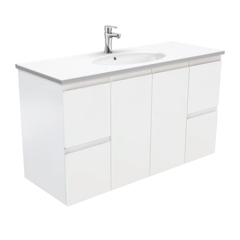 Fienza Rotondo Fingerpull Wall Hung Vanity (1 Taphole) 1200mm Satin White ROT120Z