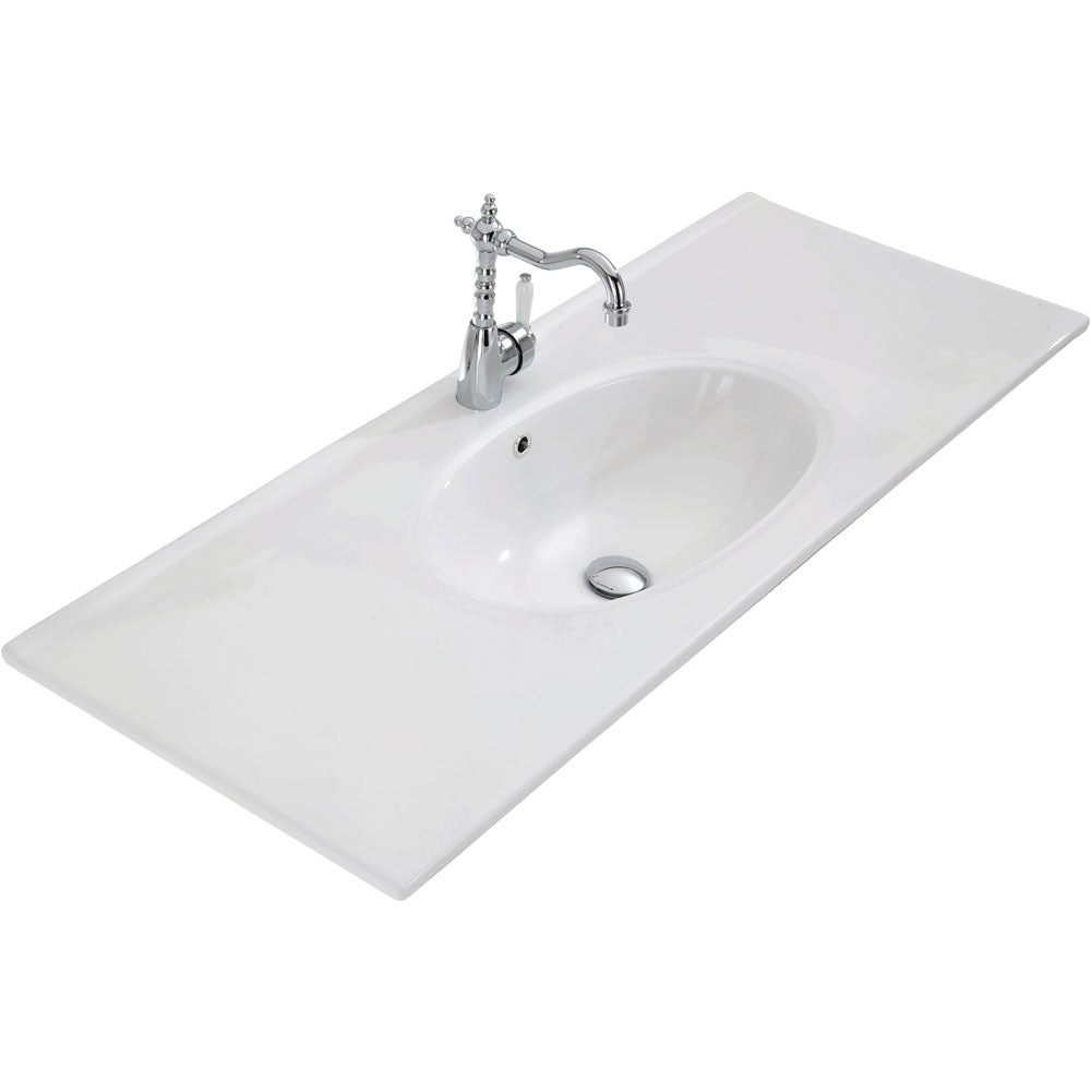 Fienza Rotondo Ceramic Oval Basin Top 1200mm Gloss White ROT120