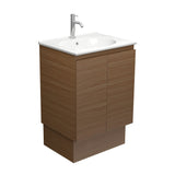 Fienza Rotondo Edge On Kickboard Vanity 600mm (1 Taphole) Walnut / White Top ROT60WAK