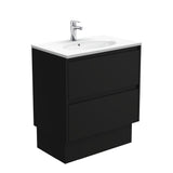 Fienza Rotondo Amato On Kickboard Vanity (1 Taphole) 750mm Satin Black ROT75BBK