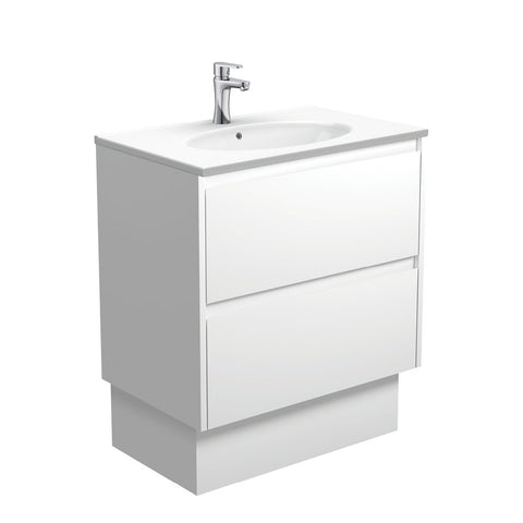 Fienza Rotondo Amato On Kickboard Vanity (1 Taphole) 750mm Satin White ROT75BWK
