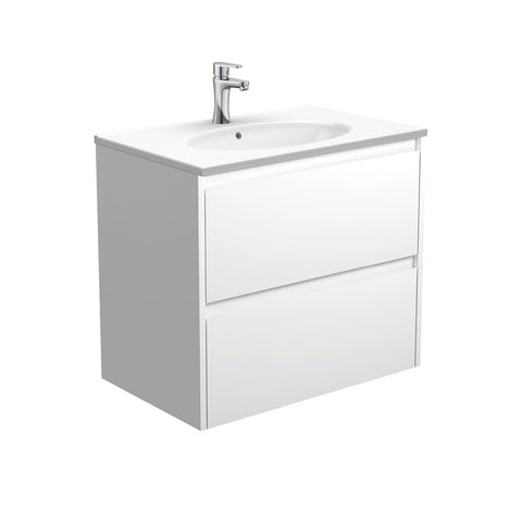 Fienza Rotondo Amato Wall Hung Vanity (1 Taphole) 750mm Satin White ROT75BW