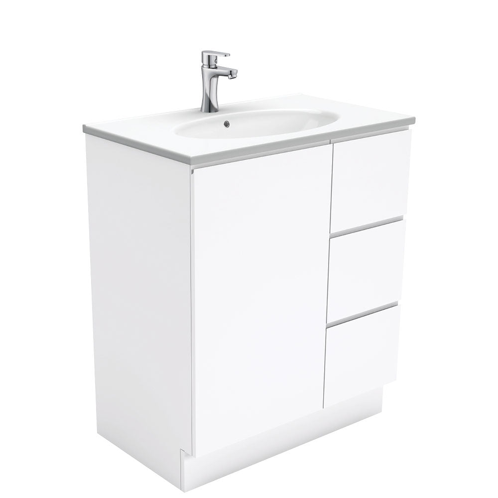 Fienza Rotondo Fingerpull On Kickboard Vanity Left (1 Taphole) 750mm Gloss White ROT75CL
