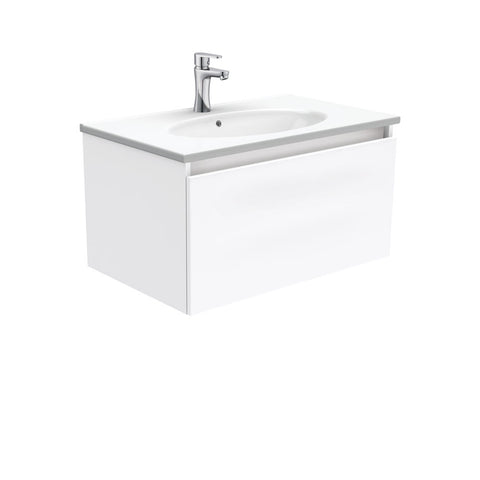 Fienza Rotondo Manu Wall Hung Vanity (1 Taphole) 750mm Gloss White ROT75H