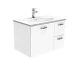 Fienza Rotondo Uni Wall Hung Vanity w/ Handles Left (1 Taphole) 750mm Gloss White ROT75JL