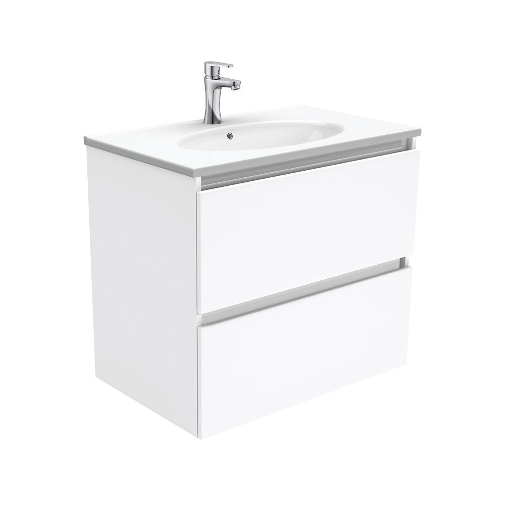 Fienza Rotondo Quest Wall Hung Vanity (1 Taphole) 750mm Gloss White ROT75Q