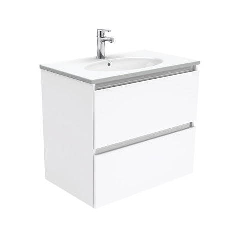 Fienza Rotondo Quest Wall Hung Vanity (1 Taphole) 750mm Gloss White ROT75Q