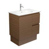 Fienza Rotondo Edge On Kickboard Vanity 750mm Right (1 Taphole) Walnut / White Top ROT75WAKR